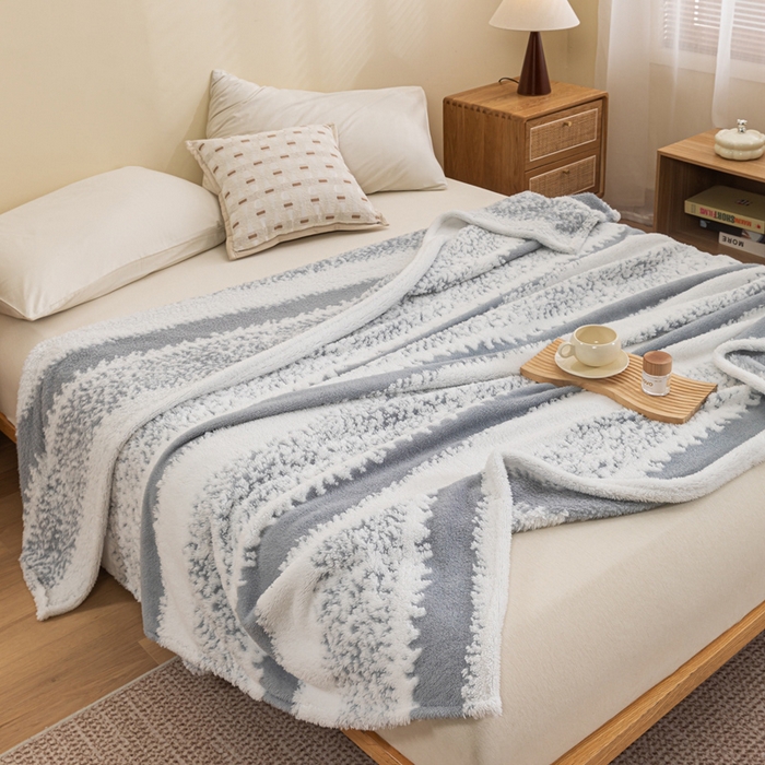 91家纺网 家纺一手货源 找家纺 潮邦 2025新款阳离子柔云毯毛毯-素影雅韵系列【可供跨境电商可压缩】 韵灰