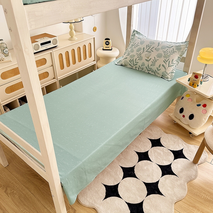 91家纺网 家纺一手货源 找家纺 卡普二店 2024新款爆款加厚卡通小清新全棉纯棉学生宿舍三件套床笠隔天可拿 蓝风铃