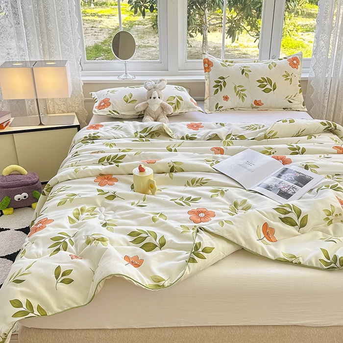 91家纺网 家纺一手货源 找家纺 友承家纺 2025新款A类母婴级大豆夏被夏凉被空调被 青柠薄荷