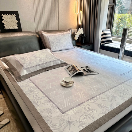 91家纺网 家纺一手货源 找家纺 （总） 橘滋家纺 2025夏日高端A类原创设计轻奢卡通简约数码冰丝席高级凉席-床席床笠