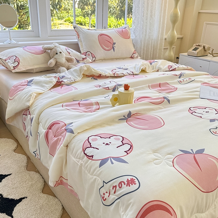 91家纺网 家纺一手货源 找家纺 友承家纺 2025新款A类母婴级大豆夏被夏凉被空调被 桃桃熊