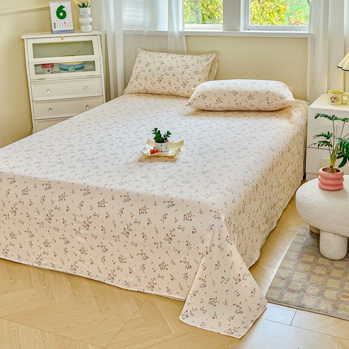 91家纺网 家纺一手货源 找家纺 （总）优米家纺 2025新款ins小清新双层纱印花床单