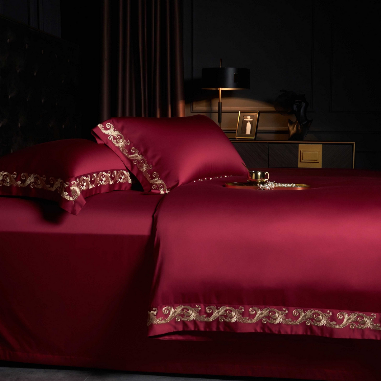 91家纺网 家纺一手货源 找家纺 （总）缔缦 2025新款高端定织面料S140长绒棉精梳棉重磅刺绣四件套罗莎系列