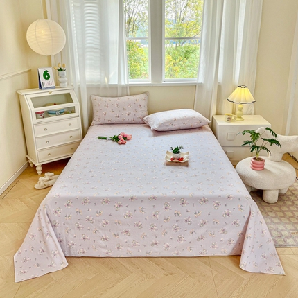 91家纺网 家纺一手货源 找家纺 （总）优米家纺 2025新款ins小清新双层纱印花床单