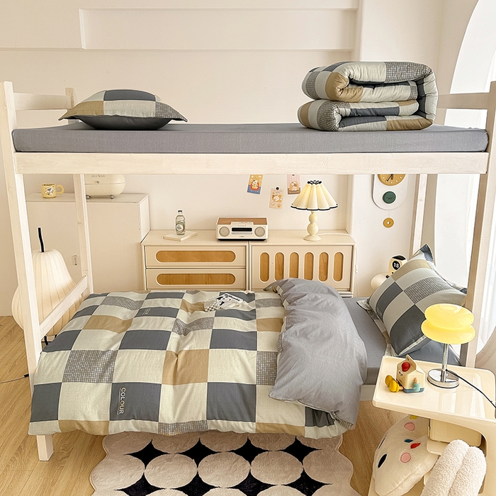 91家纺网 家纺一手货源 找家纺 卡普 2025新款爆款加厚卡通小清新全棉纯棉学生宿舍三件套床笠隔天可拿雅格