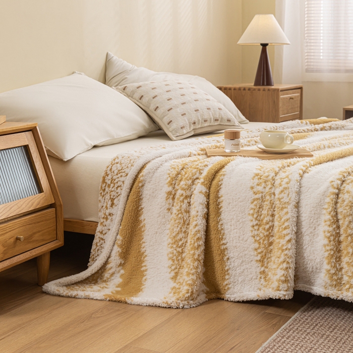 91家纺网 家纺一手货源 找家纺 潮邦 2025新款阳离子柔云毯毛毯-素影雅韵系列【可供跨境电商可压缩】 雅棕