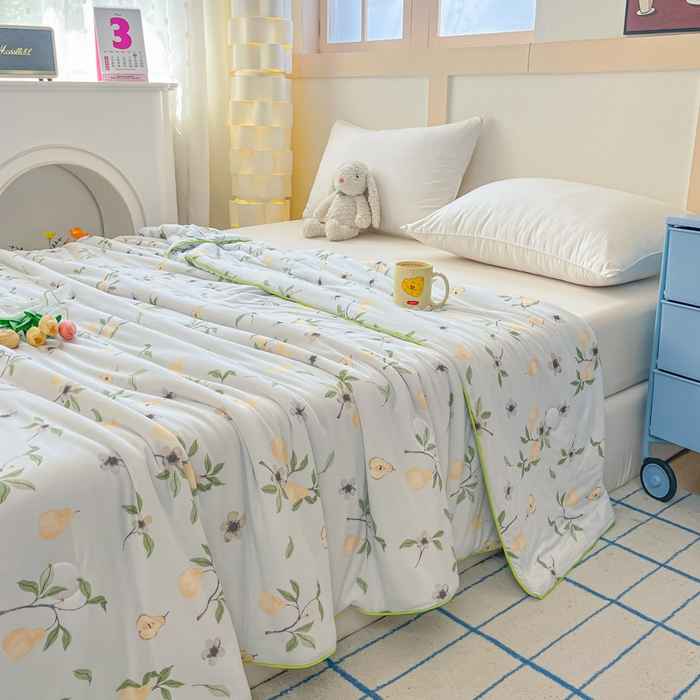 91家纺网 家纺一手货源 找家纺 龙图家纺 2025新款A类母婴针织棉夏被印花卡通凉感丝夏凉被空调被 硕果