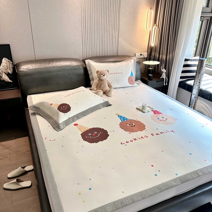 91家纺网 家纺一手货源 找家纺 （总） 橘滋家纺 2025夏日高端A类原创设计轻奢卡通简约数码冰丝席高级凉席-床席床笠