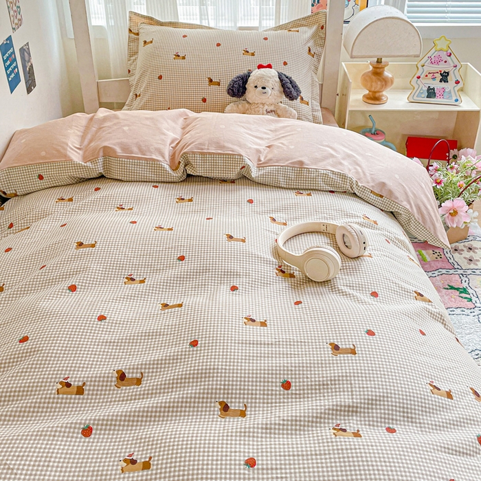 91家纺网 家纺一手货源 找家纺 卡普二店 2024新款爆款加厚卡通小清新全棉纯棉学生宿舍三件套床笠隔天可拿 快乐追梦