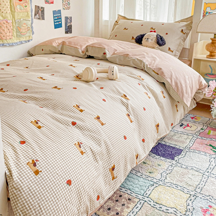 91家纺网 家纺一手货源 找家纺 卡普二店 2024新款爆款加厚卡通小清新全棉纯棉学生宿舍三件套床笠隔天可拿 快乐追梦