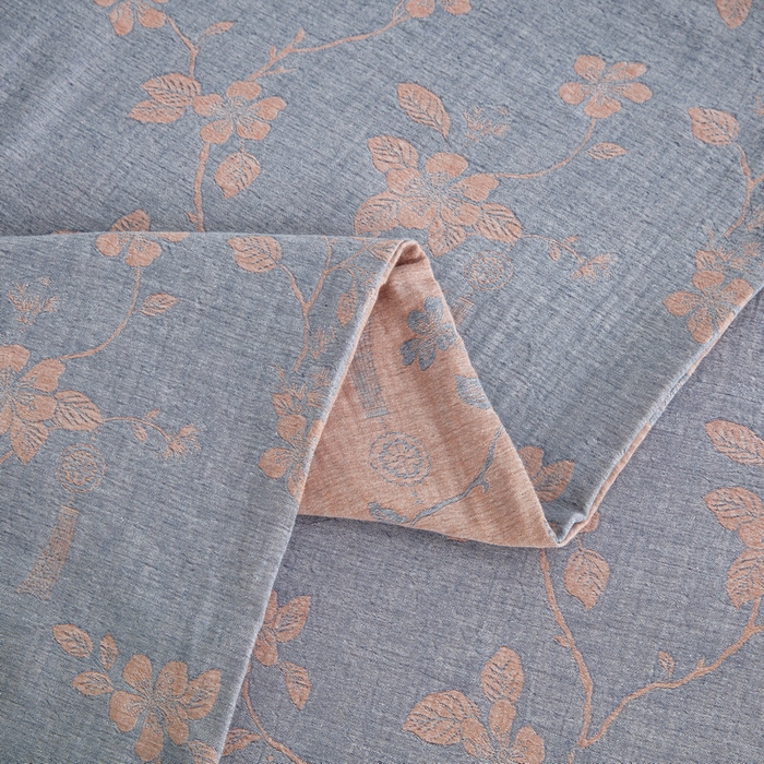 91家纺网 家纺一手货源 找家纺 鲁爱家纺供货 2025新款全棉色织双层纱纽扣四件套 春晖-粉灰