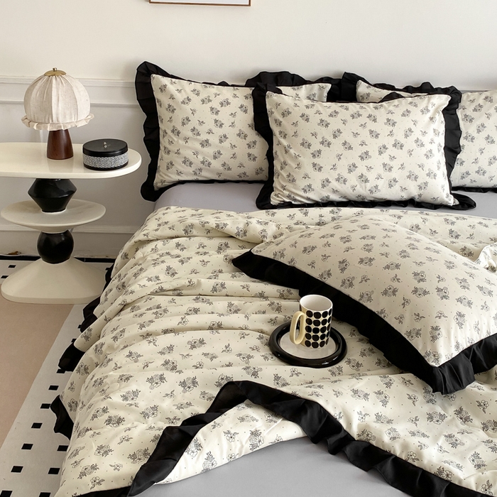 91家纺网 家纺一手货源 找家纺 乐沐家纺 2025新款法式花边夏被四件套 夏被-晨曦