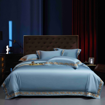 缔缦 2025新款高端定织面料S140长绒棉精梳棉重磅刺绣四件套罗莎系列 罗莎 兰