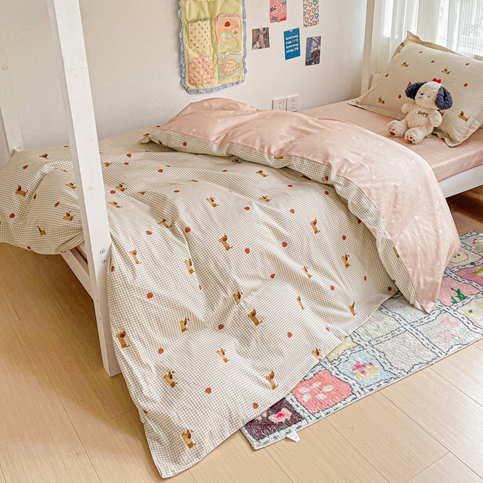 91家纺网 家纺一手货源 找家纺 卡普二店 2024新款爆款加厚卡通小清新全棉纯棉学生宿舍三件套床笠隔天可拿 快乐追梦