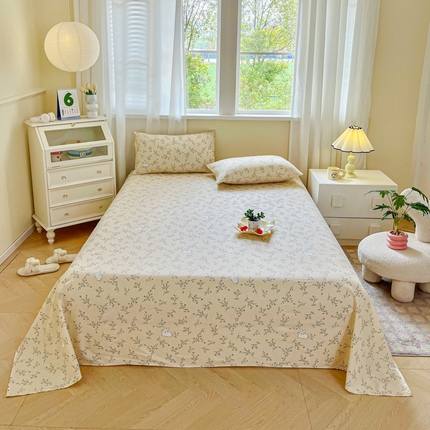 91家纺网 家纺一手货源 找家纺 （总）优米家纺 2025新款ins小清新双层纱印花床单