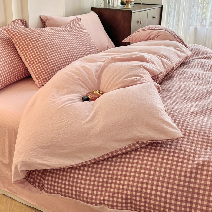 91家纺网 家纺一手货源 找家纺 （总）优米家纺 2025新款色织双层纱木棉四件套