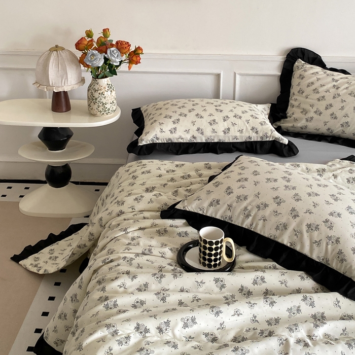 91家纺网 家纺一手货源 找家纺 乐沐家纺 2025新款法式花边夏被四件套 夏被-晨曦