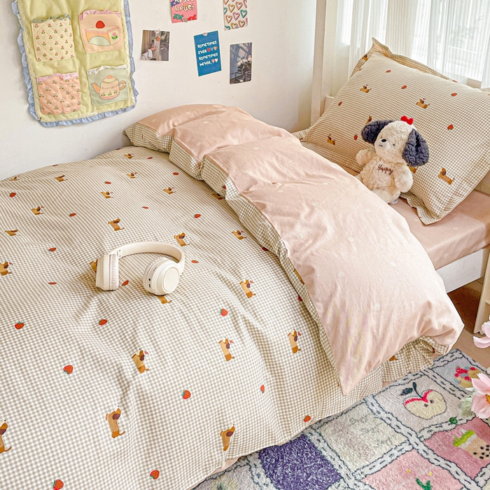 91家纺网 家纺一手货源 找家纺 卡普二店 2024新款爆款加厚卡通小清新全棉纯棉学生宿舍三件套床笠隔天可拿 快乐追梦