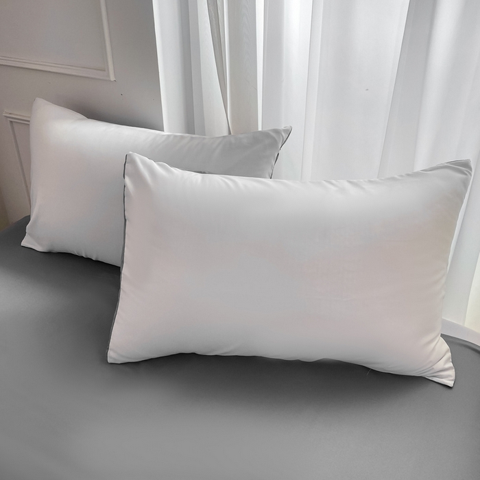 91家纺网 家纺一手货源 找家纺 乐沐家纺 2024新款夏季水洗冰丝四件套水洗真丝纯色双拼单被套-风格二 魔法灰白