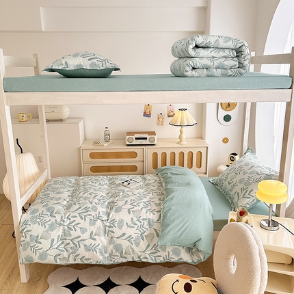 卡普 2025新款爆款加厚卡通小清新全棉纯棉学生宿舍三件套床笠隔天可拿蓝风铃