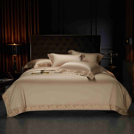 91家纺网 家纺一手货源 找家纺 （总）缔缦 2025新款高端定织面料S140长绒棉精梳棉重磅刺绣四件套罗莎系列