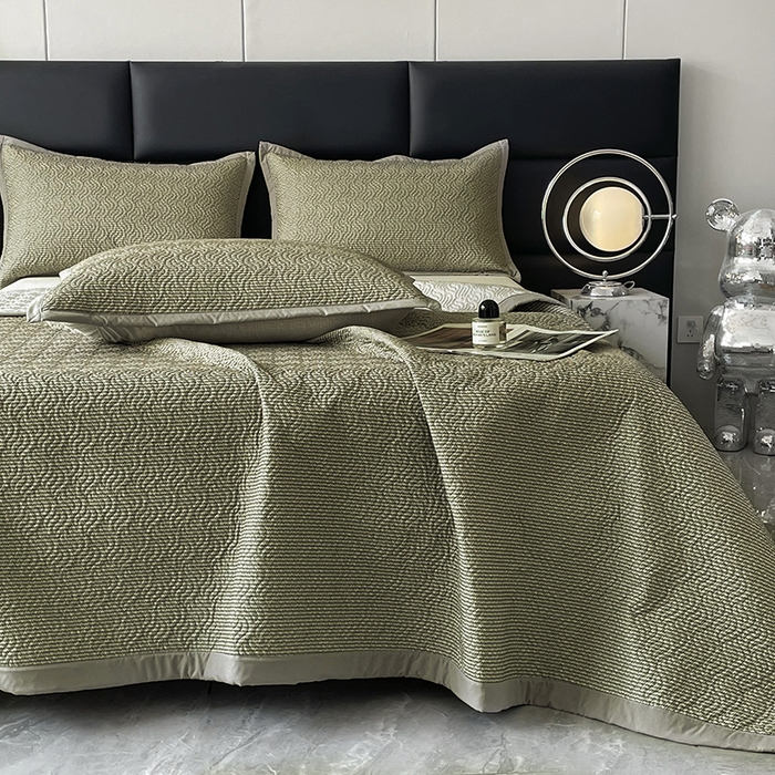 91家纺网 家纺一手货源 找家纺 大渔生活 2025新款磨毛夹棉床盖 青玉案