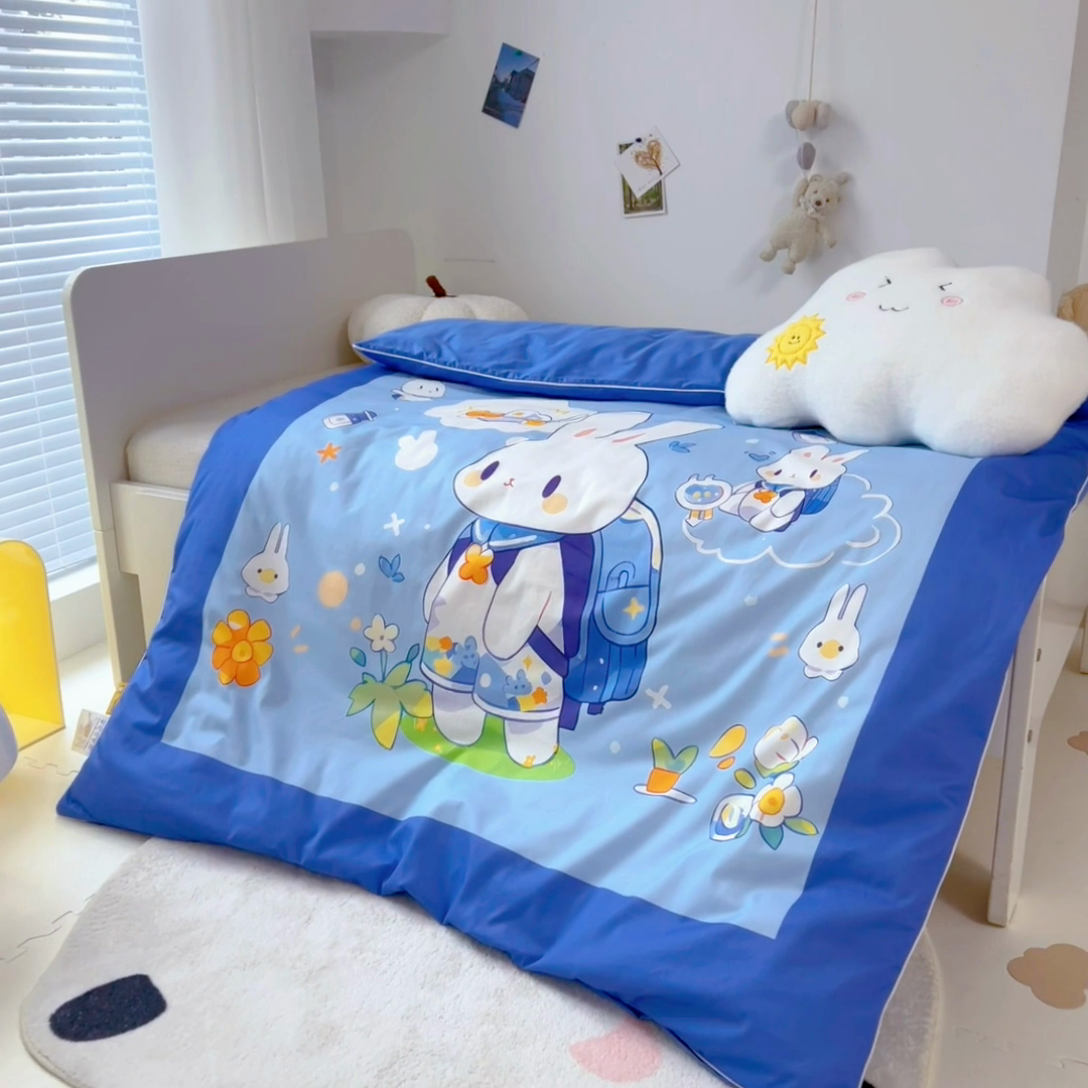 91家纺网 家纺一手货源 找家纺 （总）梵赫 2025新款卡通全棉A类夹棉两用幼儿园儿童夏被被套