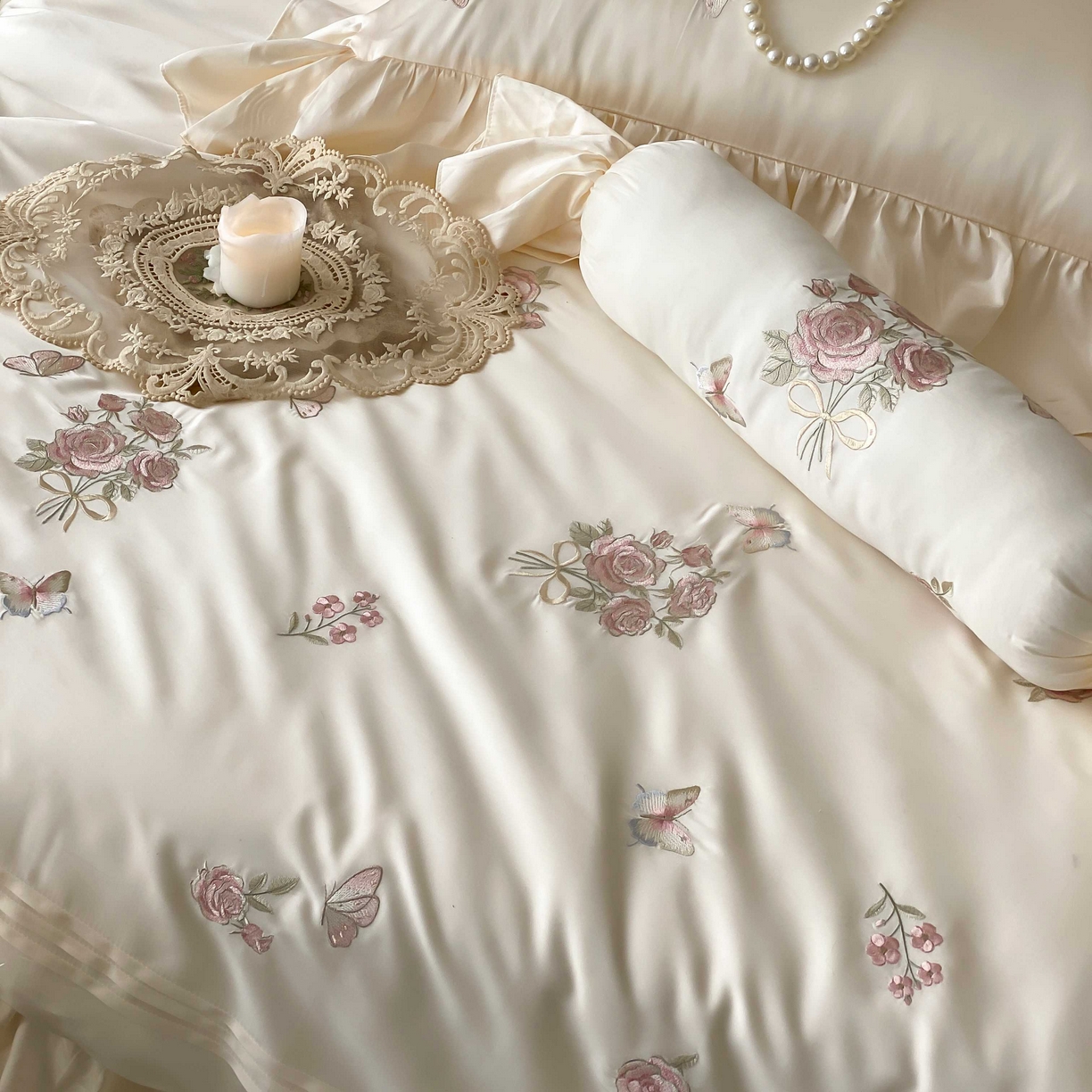 91家纺网 家纺一手货源 找家纺 MIU缪家居 2025新款100支超柔天丝棉四件套-花屿 花屿-白