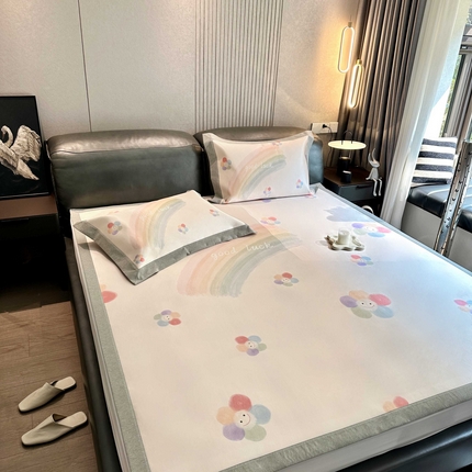 91家纺网 家纺一手货源 找家纺 （总） 橘滋家纺 2025夏日高端A类原创设计轻奢卡通简约数码冰丝席高级凉席-床席床笠