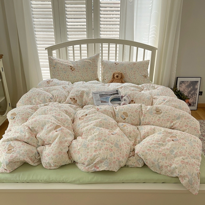 91家纺网 家纺一手货源 找家纺 （总）瑞莱 2025夏季新款全棉纯棉有氧双层纱四件套