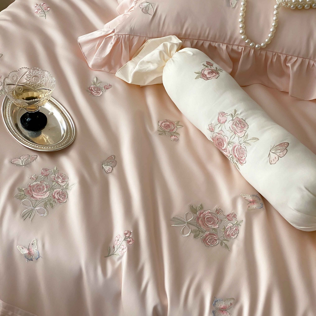 91家纺网 家纺一手货源 找家纺 MIU缪家居 2025新款100支超柔天丝棉四件套-花屿 花屿-粉