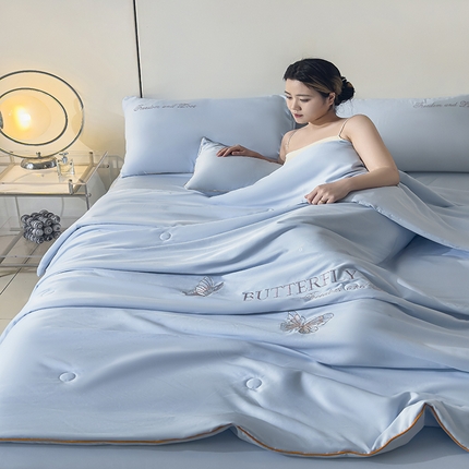 91家纺网 家纺一手货源 找家纺 （总）木子家纺 2025新款云光缎冰丝水洗棉夏被夏凉被空调被四件套-盛夏美梦