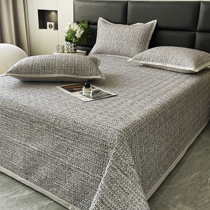 91家纺网 家纺一手货源 找家纺 大渔生活 2025新款磨毛夹棉床盖 御典灰