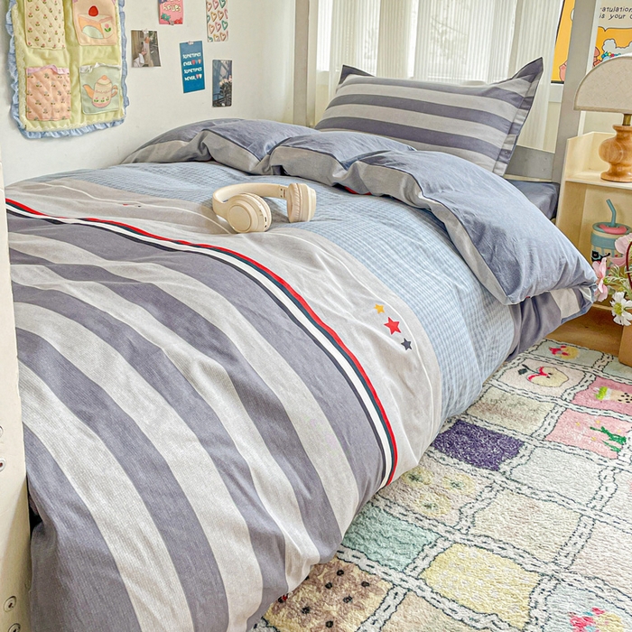 91家纺网 家纺一手货源 找家纺 卡普 2025新款爆款加厚卡通小清新全棉纯棉学生宿舍三件套床笠隔天可拿沐光