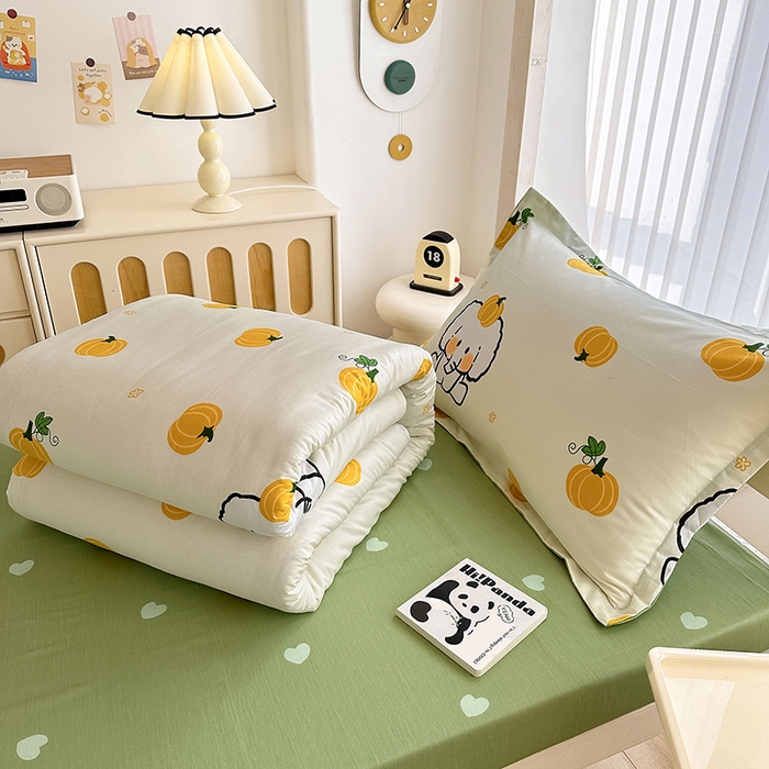 91家纺网 家纺一手货源 找家纺 卡普二店 2024新款爆款加厚卡通小清新全棉纯棉学生宿舍三件套床笠隔天可拿 南语小象