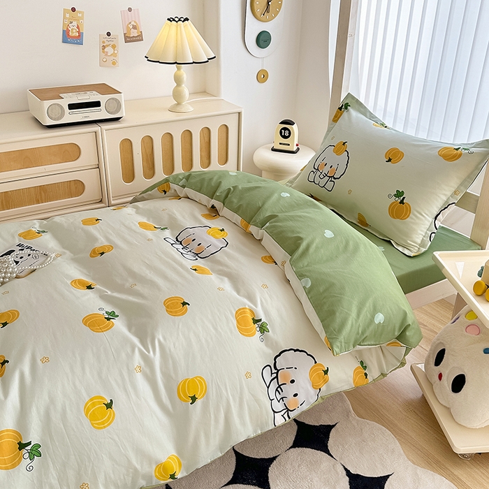 91家纺网 家纺一手货源 找家纺 卡普二店 2024新款爆款加厚卡通小清新全棉纯棉学生宿舍三件套床笠隔天可拿 南语小象