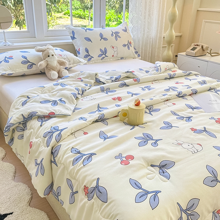 91家纺网 家纺一手货源 找家纺 友承家纺 2025新款A类母婴级大豆夏被夏凉被空调被 花园小兔