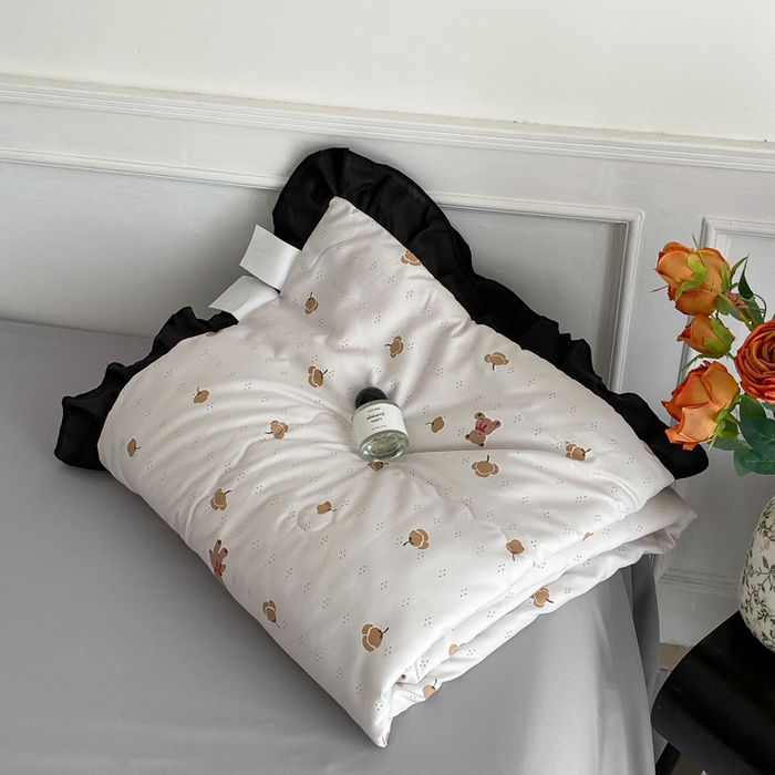 91家纺网 家纺一手货源 找家纺 乐沐家纺 2025新款法式花边夏被四件套 夏被-晚秋