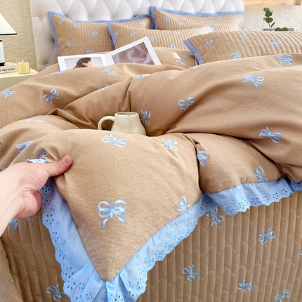 91家纺网 家纺一手货源 找家纺 （总）威布斯 2025新款皱皱纱床盖款四件套