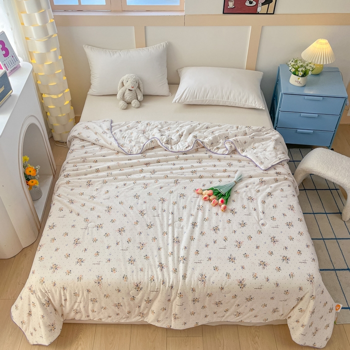 91家纺网 家纺一手货源 找家纺 龙图家纺 2025新款A类母婴针织棉夏被印花卡通凉感丝夏凉被空调被 莫妮卡