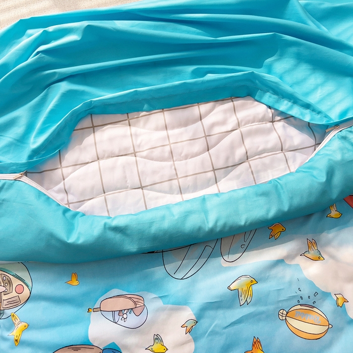 91家纺网 家纺一手货源 找家纺 梵赫 2025新款卡通全棉A类夹棉两用幼儿园儿童夏被被套 飞船部落