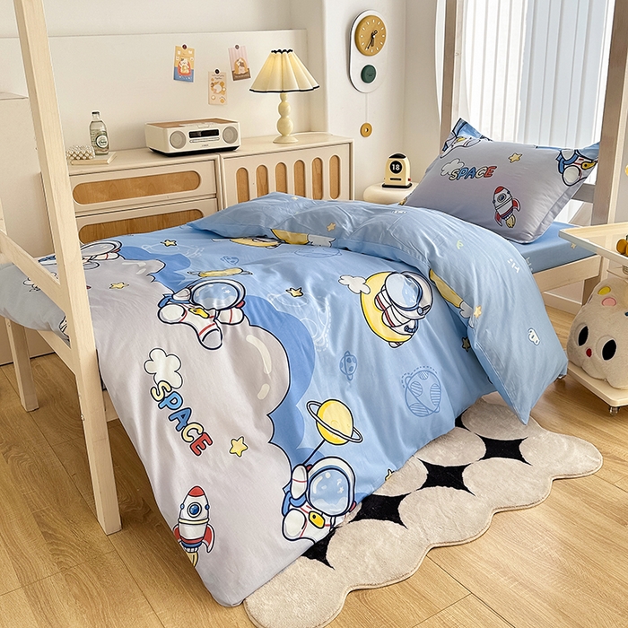 91家纺网 家纺一手货源 找家纺 卡普 2025新款爆款加厚卡通小清新全棉纯棉学生宿舍三件套床笠隔天可拿探索星球