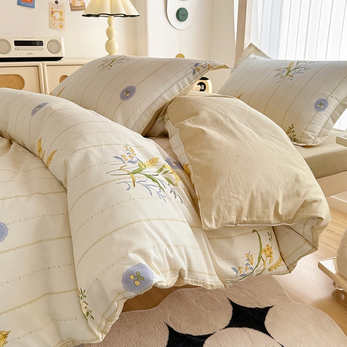 91家纺网 家纺一手货源 找家纺 卡普 2025新款爆款加厚卡通小清新全棉纯棉学生宿舍三件套床笠隔天可拿穗满满