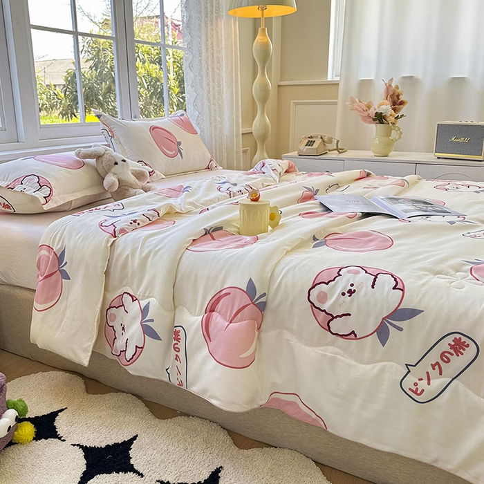 91家纺网 家纺一手货源 找家纺 友承家纺 2025新款A类母婴级大豆夏被夏凉被空调被 桃桃熊