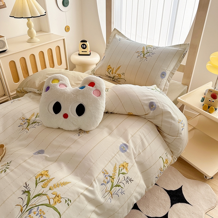 91家纺网 家纺一手货源 找家纺 卡普 2025新款爆款加厚卡通小清新全棉纯棉学生宿舍三件套床笠隔天可拿穗满满