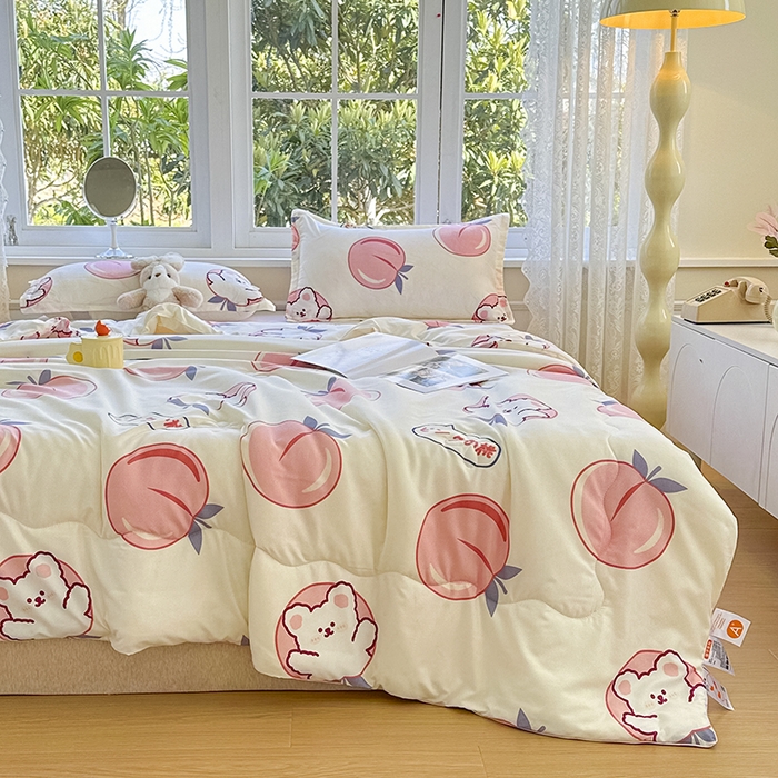 91家纺网 家纺一手货源 找家纺 友承家纺 2025新款A类母婴级大豆夏被夏凉被空调被 桃桃熊