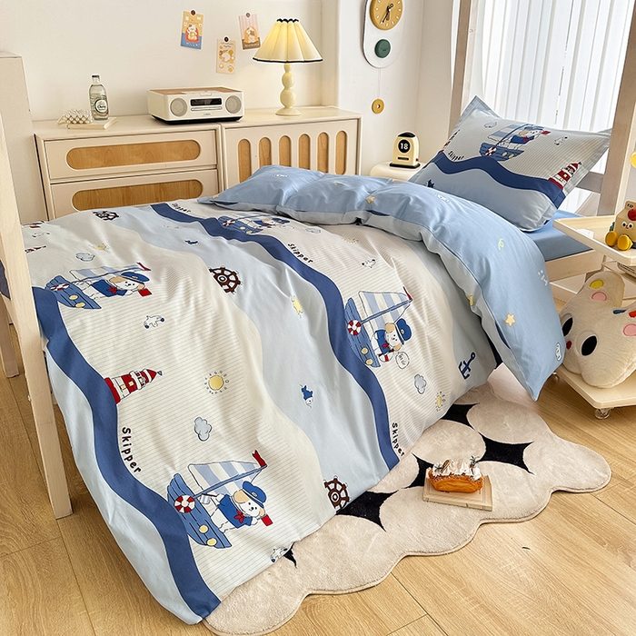 91家纺网 家纺一手货源 找家纺 卡普 2025新款爆款加厚卡通小清新全棉纯棉学生宿舍三件套床笠隔天可拿星夜号