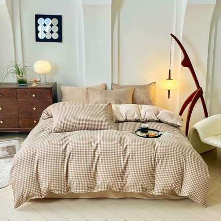 91家纺网 家纺一手货源 找家纺 （总）优米家纺 2025新款色织双层纱木棉四件套