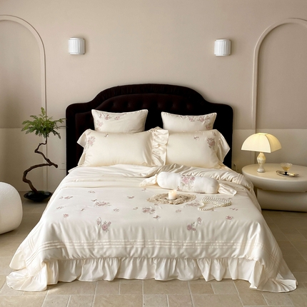 MIU缪家居 2025新款100支超柔天丝棉四件套-花屿 花屿-白