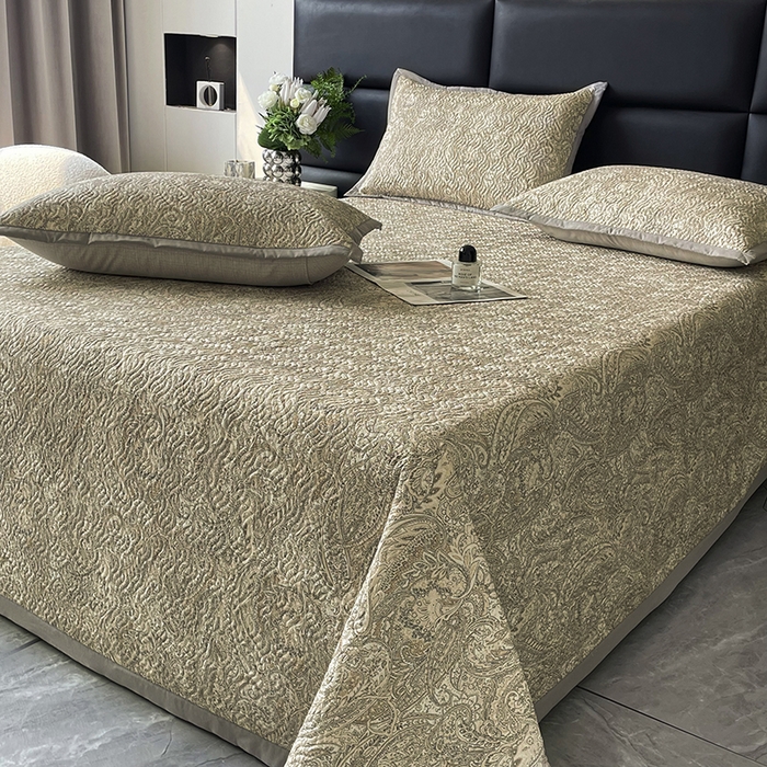 91家纺网 家纺一手货源 找家纺 大渔生活 2025新款磨毛夹棉床盖 流金岁月